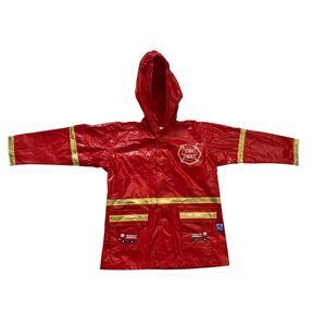 Puddle Play Little Boys XS Red Fireman Raincoat Outerwear Hooded Waterproof